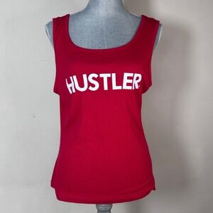 HUSTLER Ribbed Graphic Tank‎ Top Sleeveless Casual Sexy Red Size XL